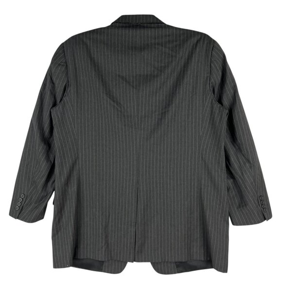 Hickey Freeman Men's Black Pinstripe Wool Blazer Jacket Coat Size 46 Long - Picture 2 of 12